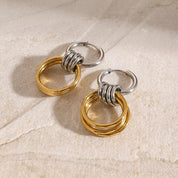 Stainless Steel Hoop Earrings Loop Circle Rings Earring Two Tone Silver Gold Plated Chunky Hoop Earring for Women