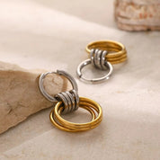 Stainless Steel Hoop Earrings Loop Circle Rings Earring Two Tone Silver Gold Plated Chunky Hoop Earring for Women