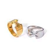 Waterproof Stainless Steel Ring 18K PVD Gold Plated Geometric X Ring Letter Classic Chunky Ring for Girl Gift