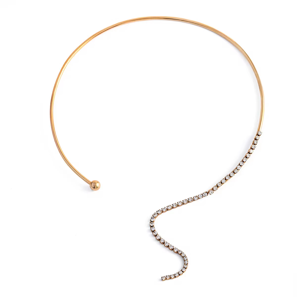 18K Gold Plated Stainless Steel 9Mm Pendant Claw Chain Choker, Choker Opening 75Mm, Inner Diameter 120Mm