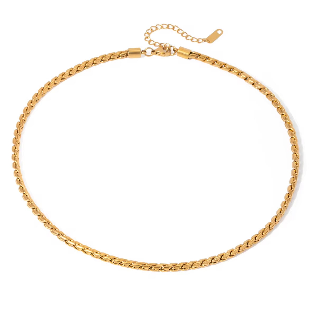 J&D 18K Gold Stainless Steel Waterproof High Quality Minimalist Dan Shape S Chain Bracelet Necklace for Women